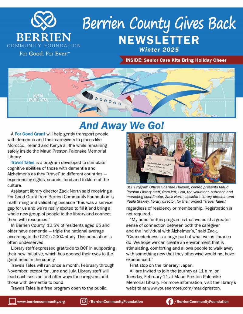 Image of page 1 of the winter 2025 newsletter. A readable version is located at the top of the page.