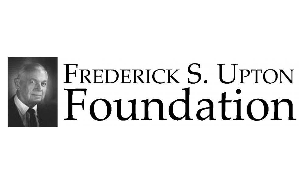 A photo of an older Frederick S. Upton with the words, "Frederick S. Upton Foundation."