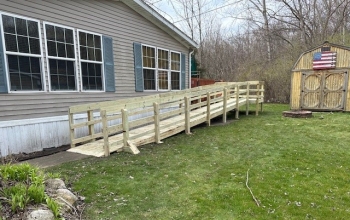 A newly built ramp leading up to a home.